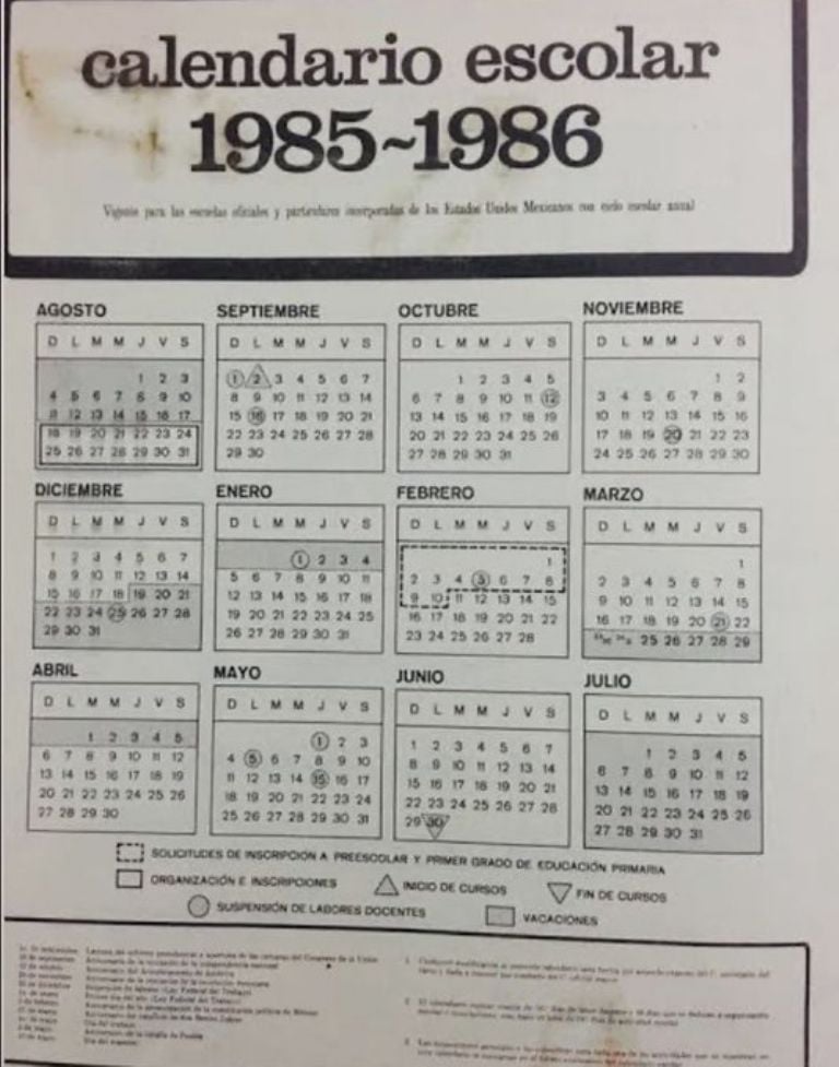 De manera comparativa, se observa en el calendario escolar 1985-1986 que no hubo ninguna modificación en el ciclo escolar.